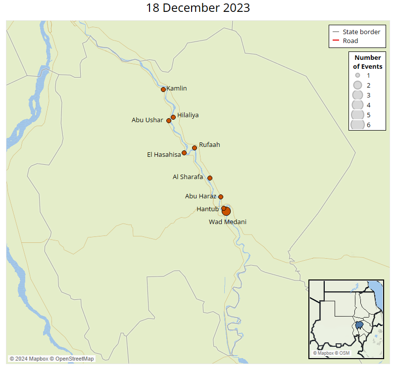 Map - Political Violence in al-Jazirah: 15-18 December 2023