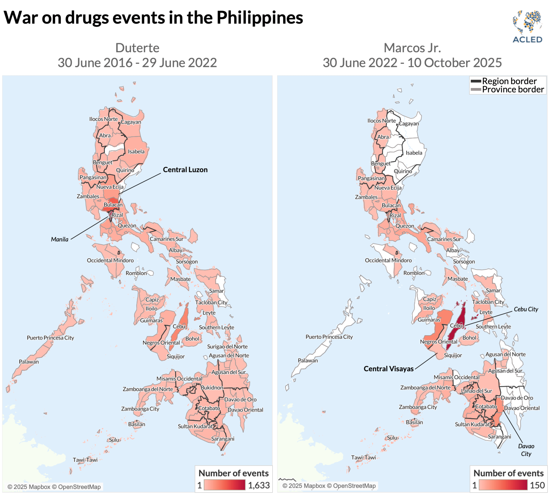 Map - Philippines - War on drugs events in the Philippines