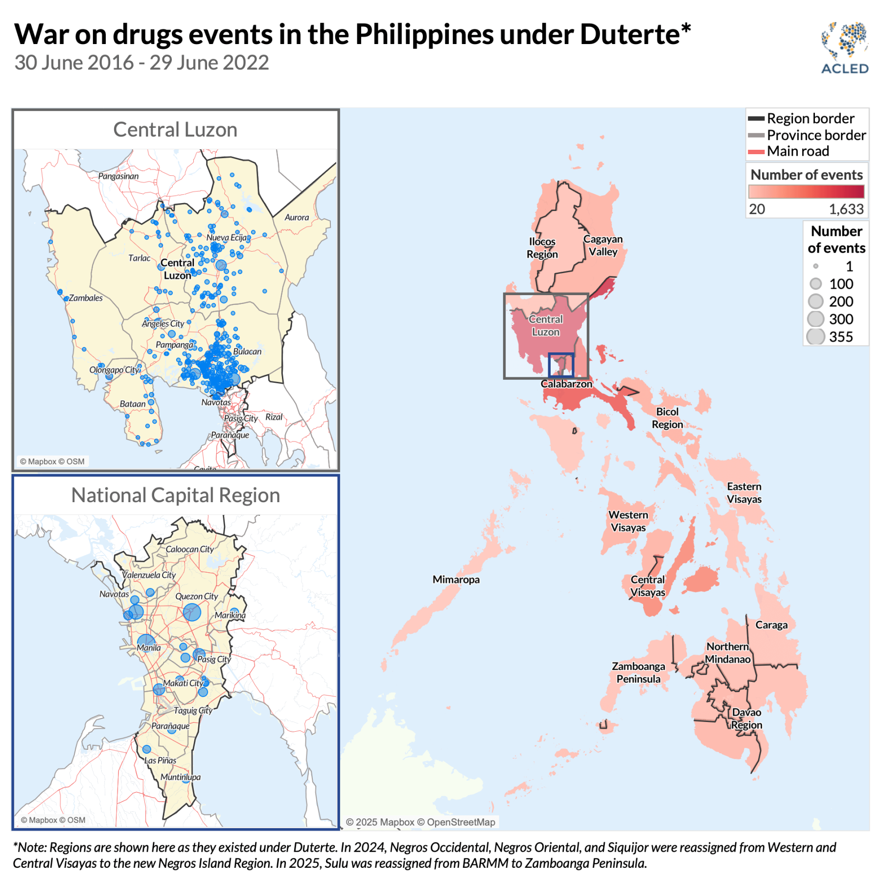 Map - Philippines - War on drugs events under Duterte