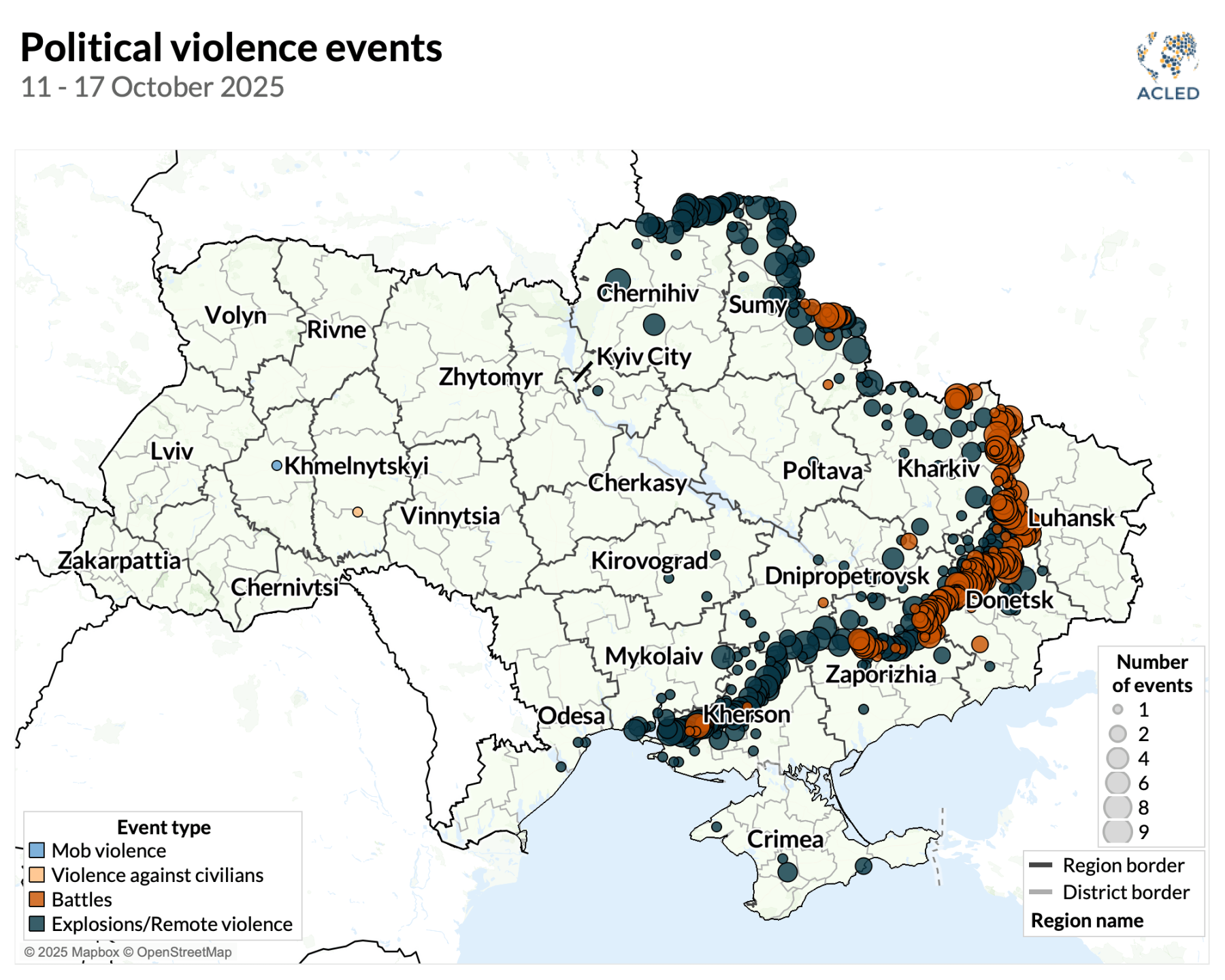 Map - Ukraine war situation update | 11 – 17 October 2025