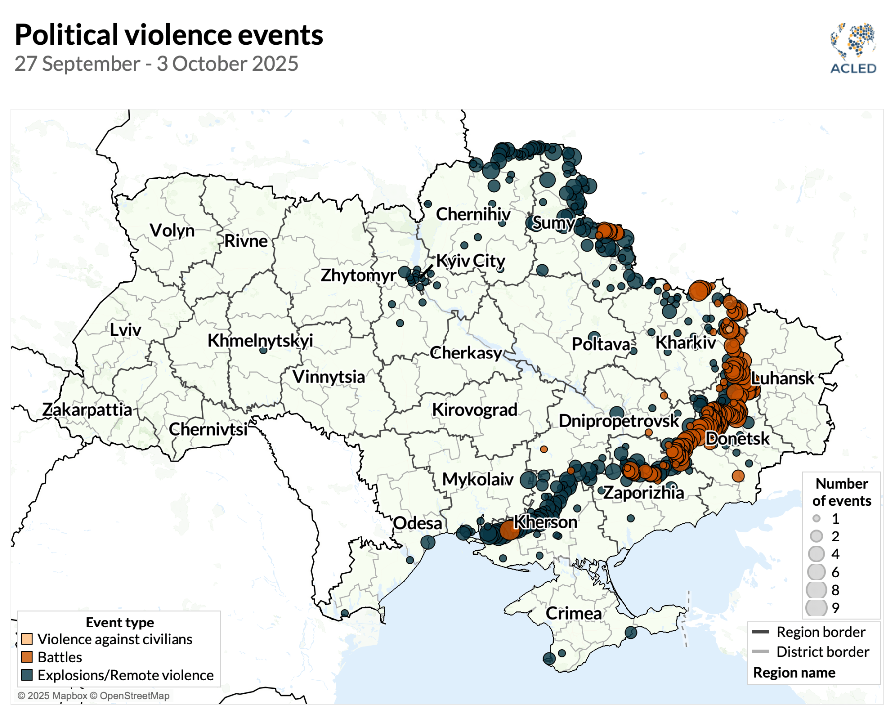 Map - Ukraine war situation update: 27 September – 3 October 2025