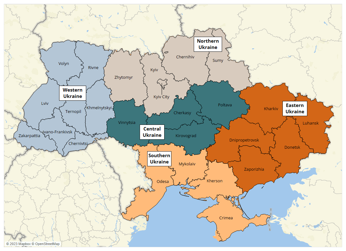 Ukraine regions map