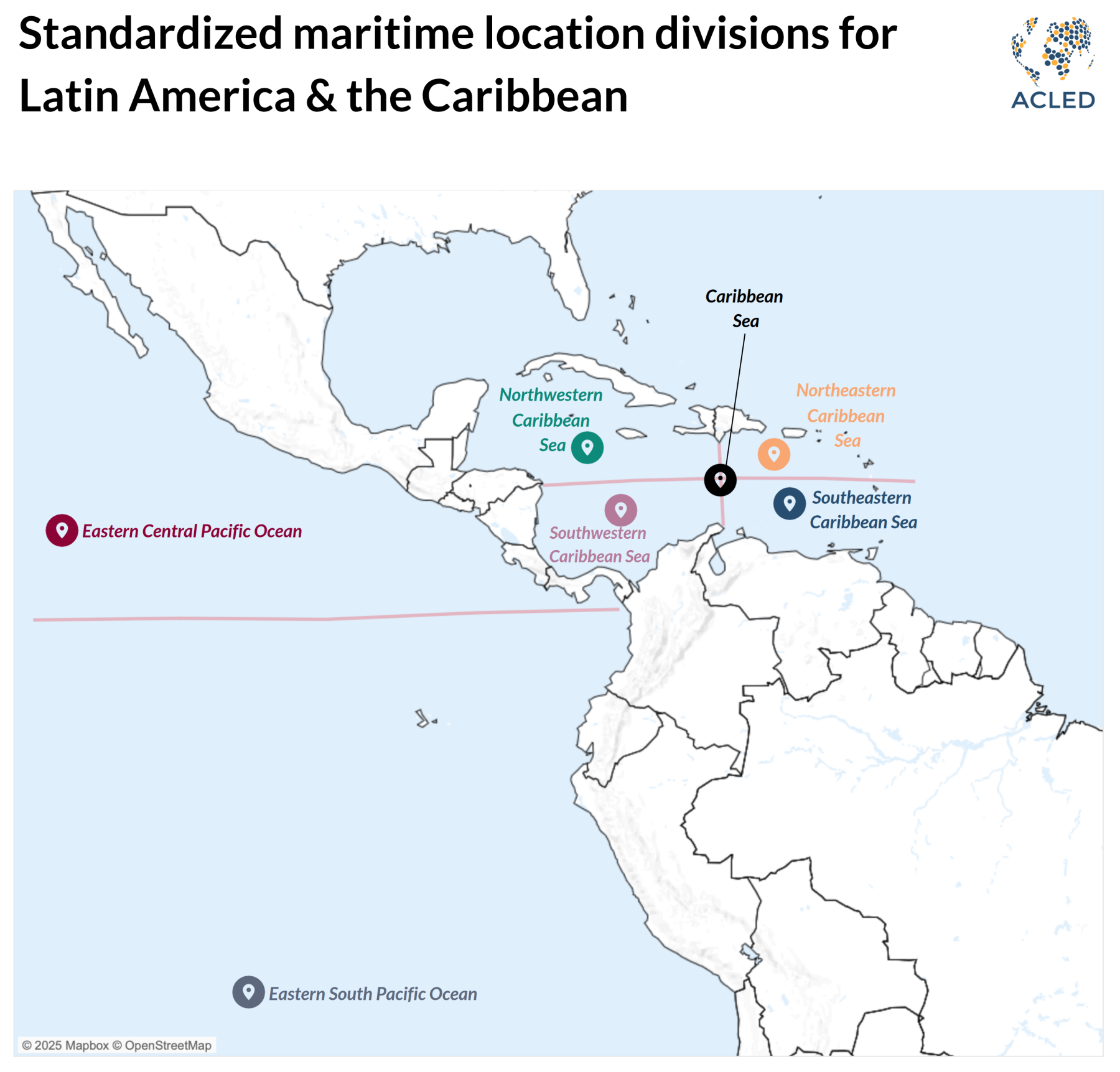 Standardized maritime location divisions for Latin America & the Caribbean