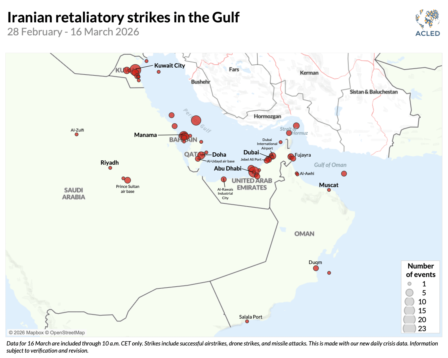 Strikes on Gulf by Iran 16.03.26