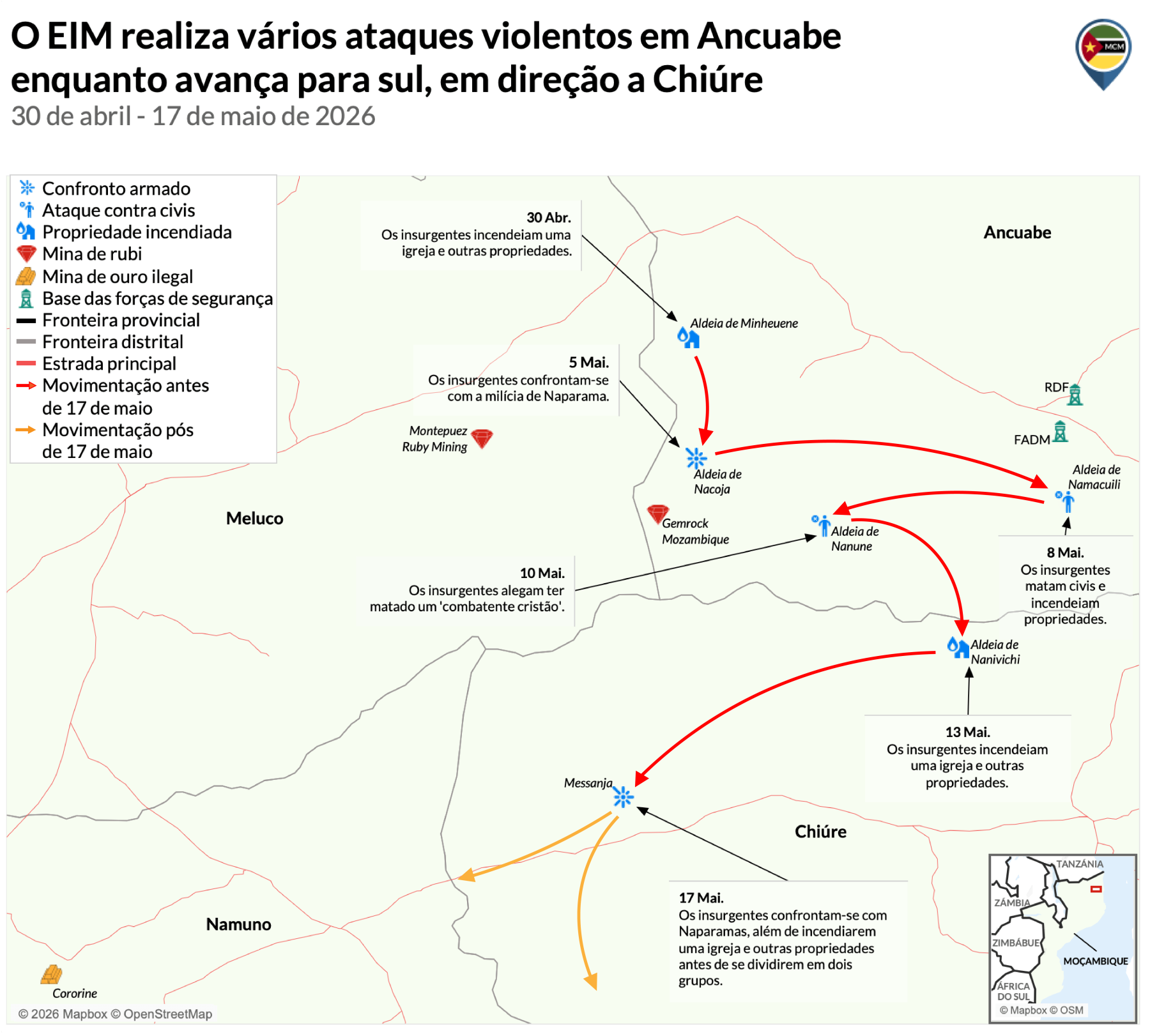 PT Map showing ISM movement in Mozambique