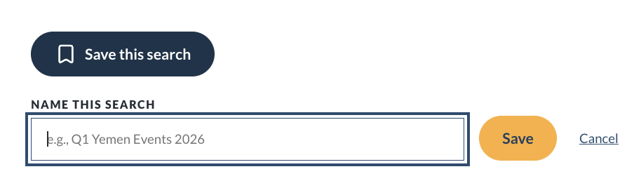 Save this search feature on ACLED's Data Export Tool