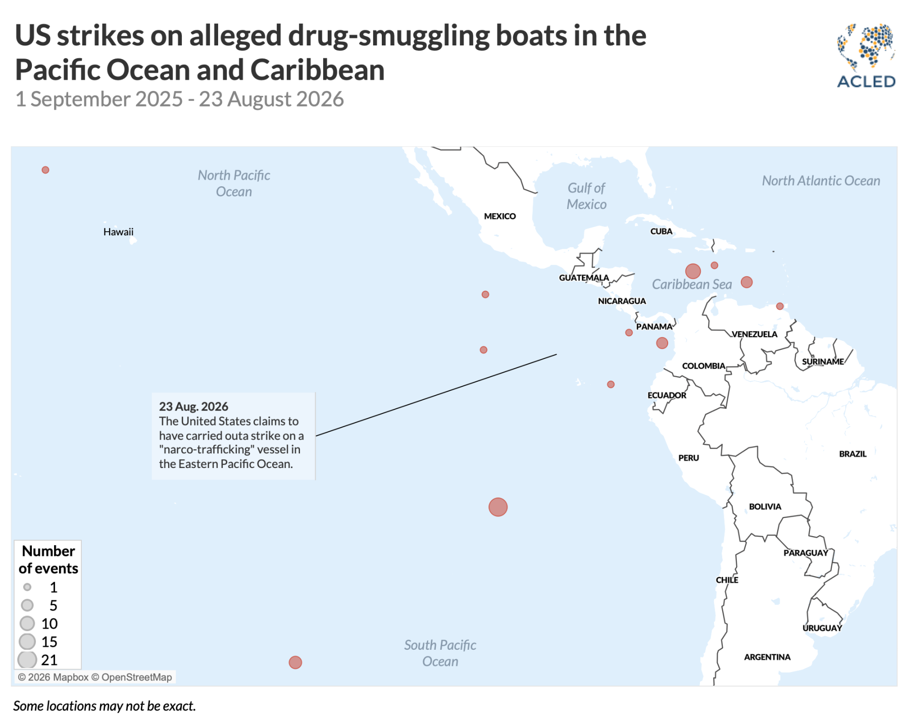 A map of US strikes in Latin America and the Caribbean